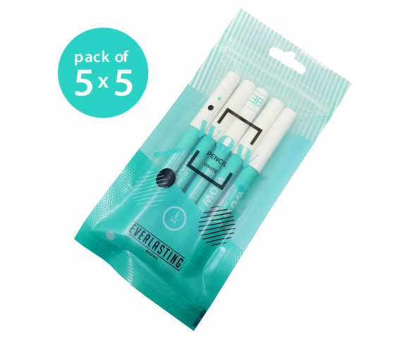 WHITE Disposable eyebrow pencils pack of 5 = 25 pencils